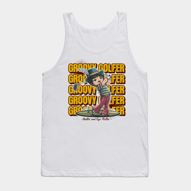 Groovy Golfer Kid- Golfer Day Tank Top by TaansCreation 